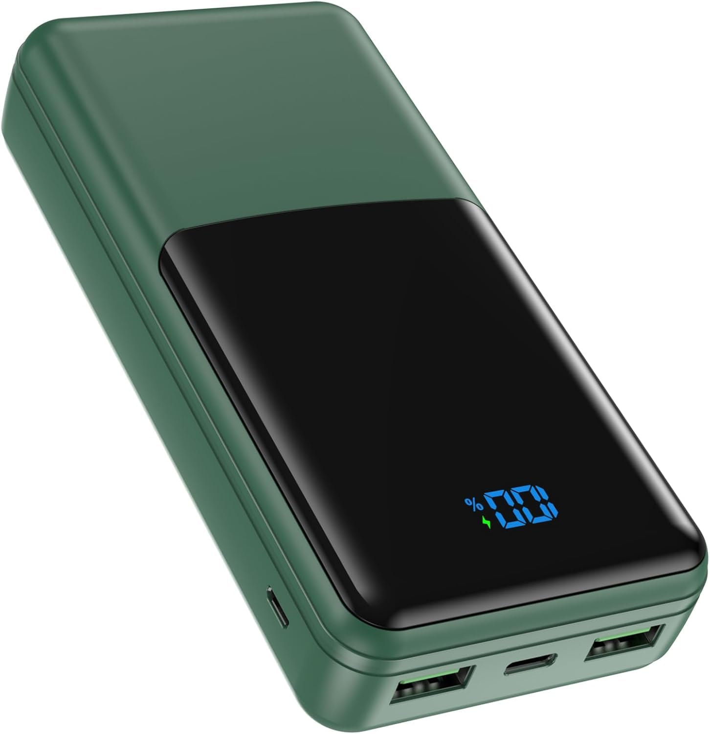 Coblob Power Bank, Powerbank USB C 27000mAh PD 30W QC4.0 Schnellladefunktion mit LED Display 2 Input & 3 Output, Akku External Battery Pack für Handy, Smartphone, Tablet, Headset und Mehr (Dunkelgrün)