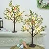 Drdudu easter decoration set of 2 lighted 24 inch artificial tree with easter eggs colorful led lights light up tabletop bonsai tree for table home holiday spring decor  urban country home decor
