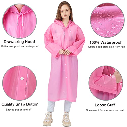 Cosowe Regenponchos Regenjacke Regenmantel für Damen Herren, Regenbekleidung Regencape Wasserdicht für Wandern Radfahren Camping und Reisen (Rosa)