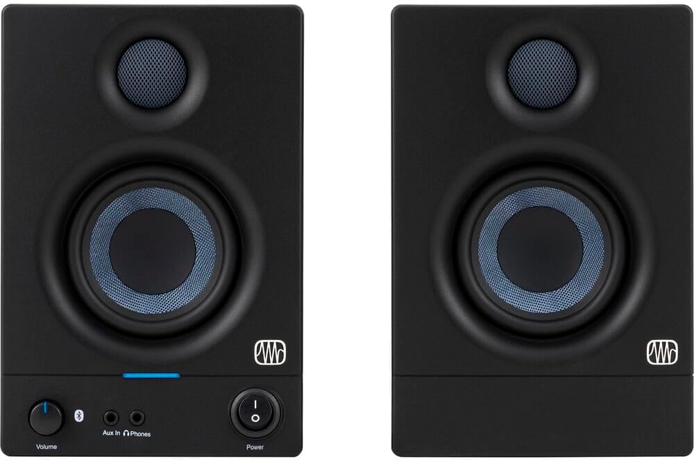 PreSonus Eris 3.5BT Gen 2 Powered 3.5-Inch 50W Bluetooth Power Desktop Speakers Bundle with Pair of Auray IP-S Small Isolation Pad and 1/4" TRS Male to Male Audio Cable