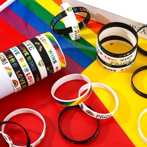 Image of JUNEBRUSHS 64pcs Pride Silicone Bracelets Pride Accessories Decorations