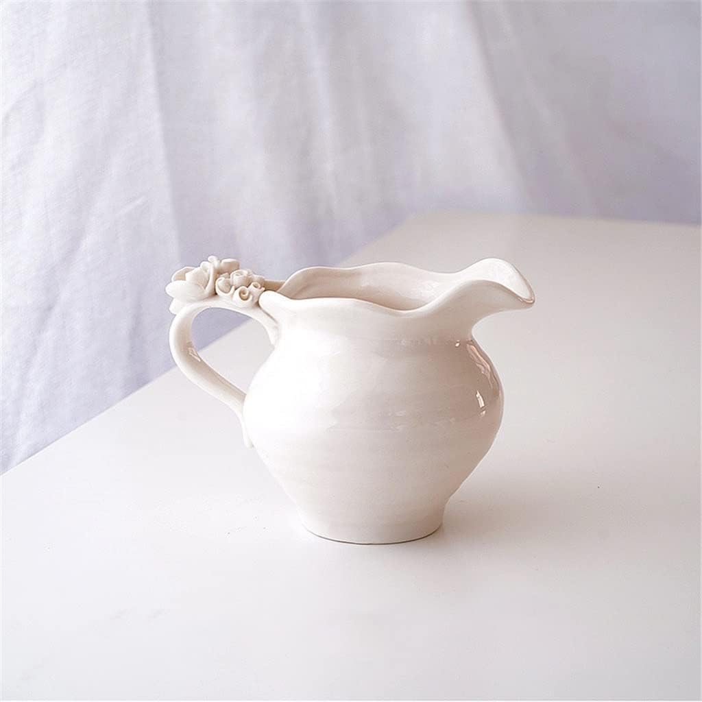 Beżowy zestaw do herbaty ozdoba kwiatowa ceramiczny czajniczek mlecznik do mleka kubek do herbaty zestaw do herbaty podwieczorek (D jak pokazuje zdjęcie)