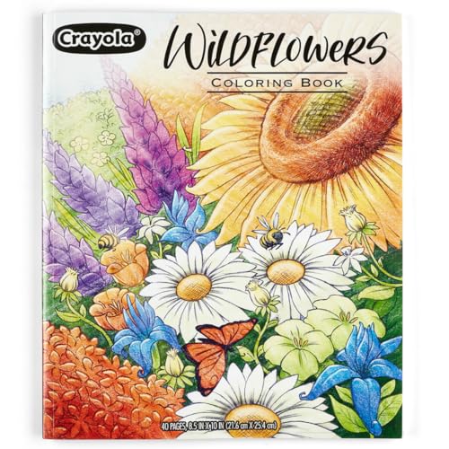 Crayola Wildflower Coloring Book (40 Pages), Premium Adult Coloring Pages, for Stress Relief and Relaxation, Gift for Adults