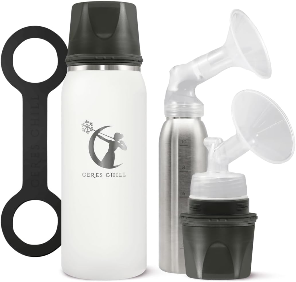Ceres CHILL OG Breastmilk Chiller & Warmer – 12–34oz Portable Breast Milk Cooler, Storage & Baby Bottle for Travel, Work or On-The-Go – Pump Compatible Container – Future’s So Bright White
