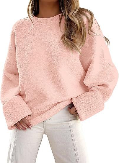 TANMESSOWomen's Chunky Fuzzy Sweater - Oversized Warm Pullover Knit Top for 2024 Fall/Winter