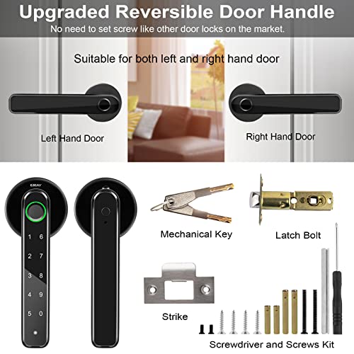 Fingerprint Door Lock Set With Deadbolt, Keyless Entry Door Knob Lock, Eray Black Keypad Code Door Lever Lock With Handle, Interior Security Lock Kit For Home Hotel Apartment Office Room #TOP5