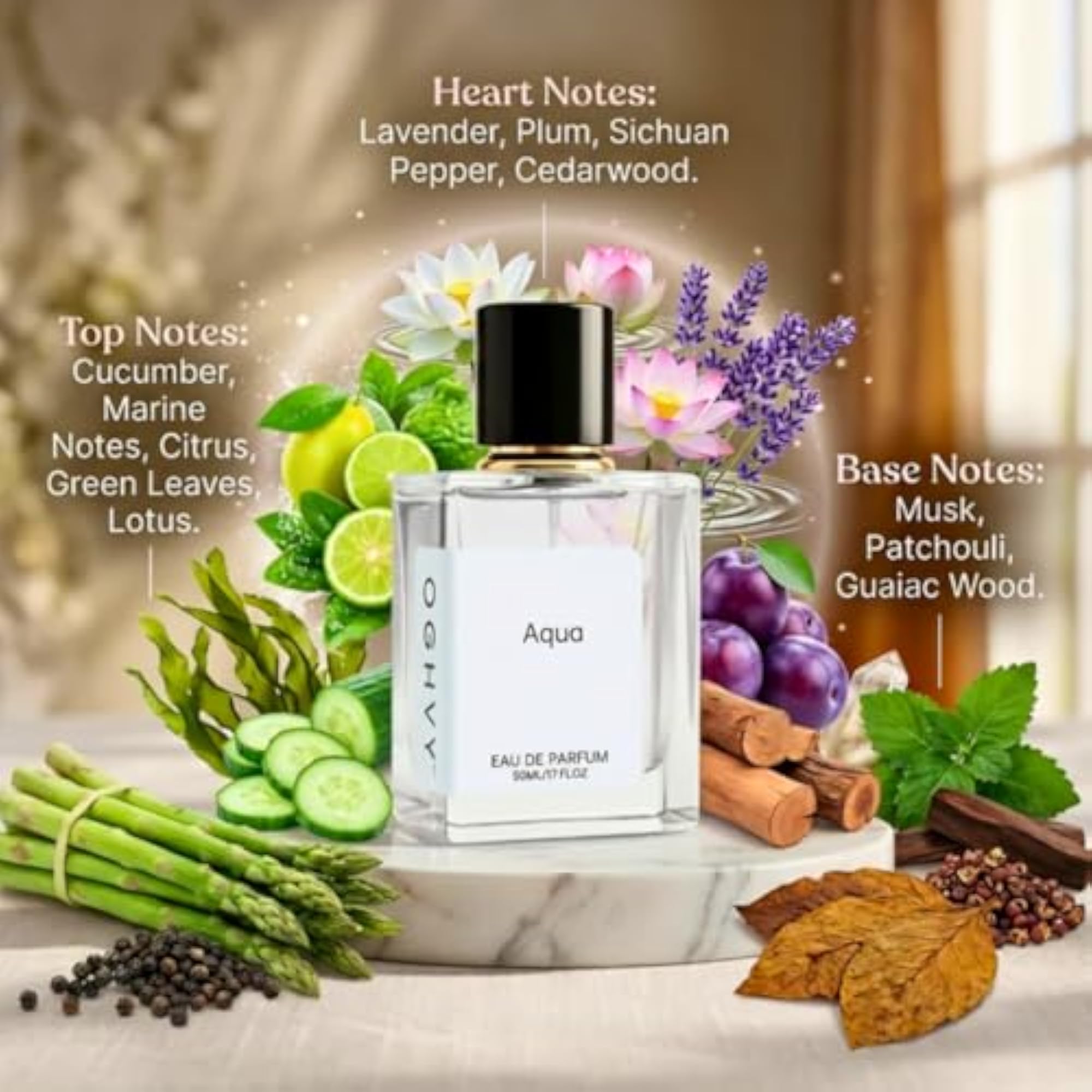 Aqua Eau de Parfum for Men, Luxury Fresh Citrus