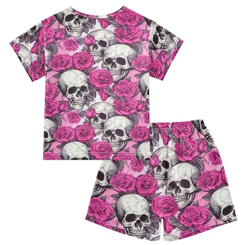 Sugar Skull Skeleton Gothic Flowers Pajama Set Pajamas Sleepwear Nightwear Loungewear Clothes Set B04029942