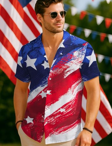 Image of Yoimira Hawaiian Shirts for Men, Print Mens Casual Short Sleeve Button Down Shirts Floral Aloha Beach Shirt