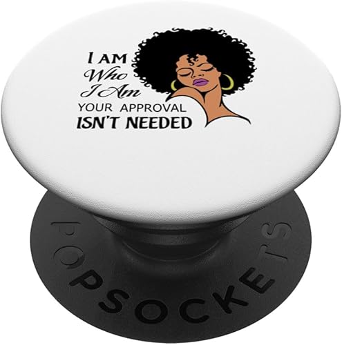 Sassy African American Woman Curly Afro Black Pride Melanin PopSockets Standard PopGrip