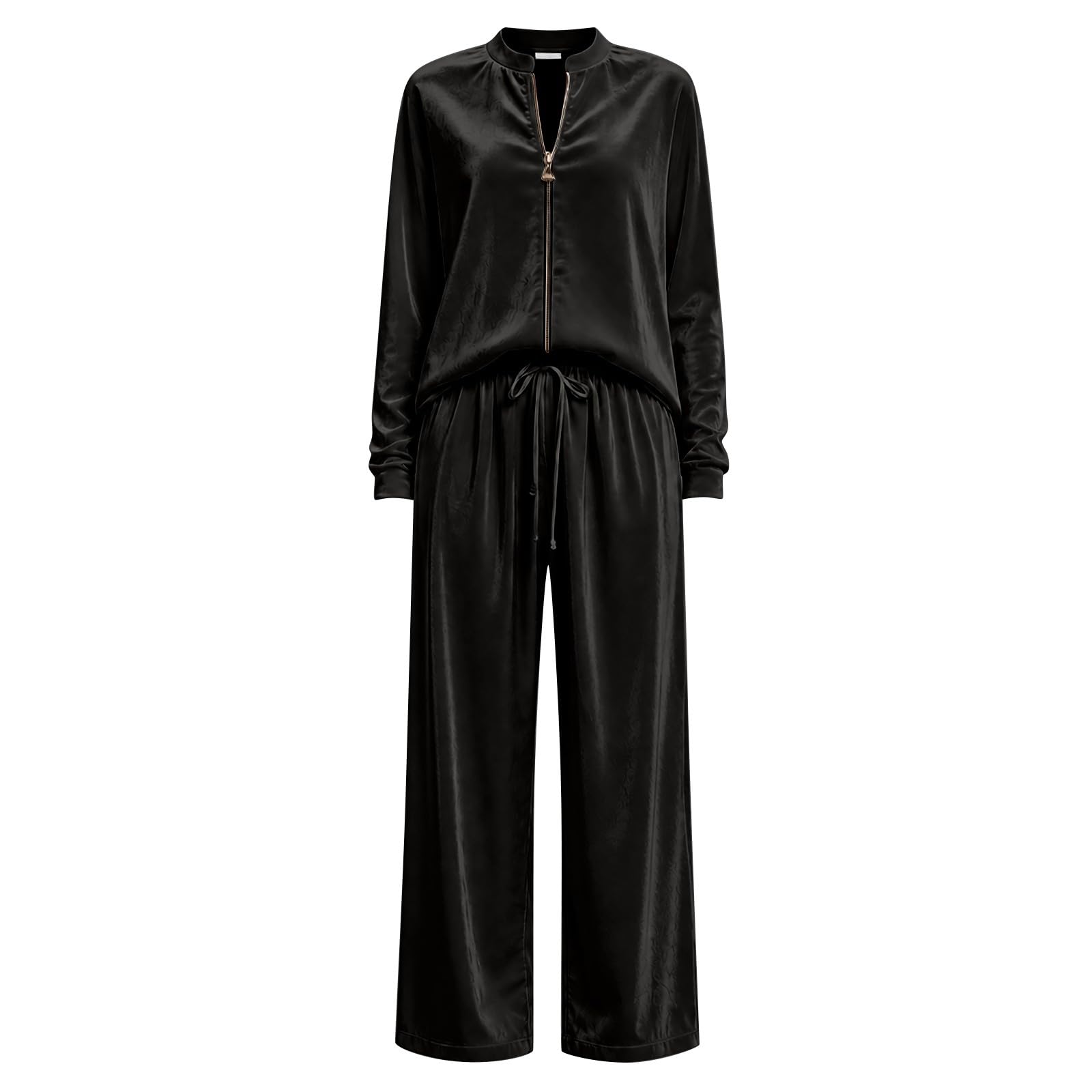 Tuta Donna Elegante 2 Pezzi Completi Sportiva Manica Lunga Scollo a V Tuta Da Ginnastica Completo Palestra Casual Set Top E Pantaloni a Gamba Larga Tute Per Jogging Yoga Fitness Da Casa Autunno