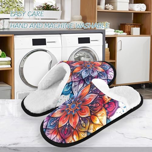 Tie Dye Mandala Plush Slippers for Women Men Warm Comfortable Travel Spa Slipper Non-slip House Shoes3