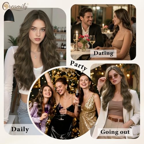 Image of Creamily Long Brown Wigs For Women,22 Inch Body Wave Synthetic Wig With Middle Part, Natural Looking Heat Resistant Fiber Hair Wig For Daily Party Use (Brown,22 Inches)