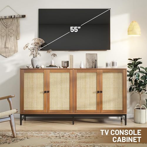 Zlwjgy Credenza Rattan Buffet Cabinet, Sideboard Storage Accent Cabinet thumb #5