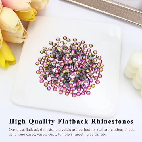 Image of Flatback Crystal Rhinestones Round Gems for Nail Art and Craft Clothes Glue Fix, Rainbow (2.3-2.5mm) SS8 /1440PCS