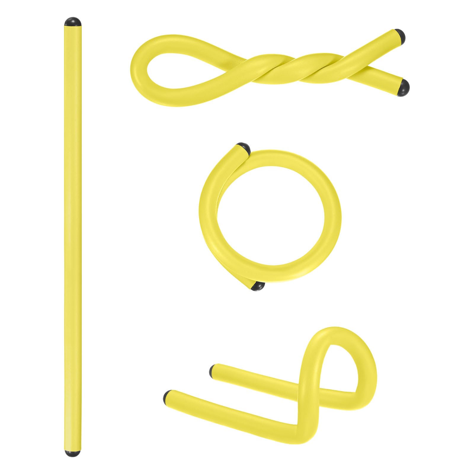 M METERXITY 4-Pack Twist Rubber Ties, 17-Inch EVA Foam Reusable Twist Ties for Organizing Bundling Cords/Wires/Cables, Bendable Rubber Tie Down Straps [Yellow]