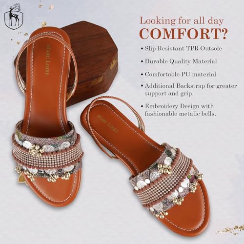 Image of Marc Loire Women's Embroidered and Embellished Flat Fashion Sandals