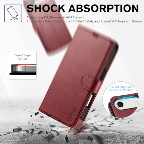 Coque folio iPhone Air 6.5 Pouces finition cuir de qualite supérieure rouge - 6