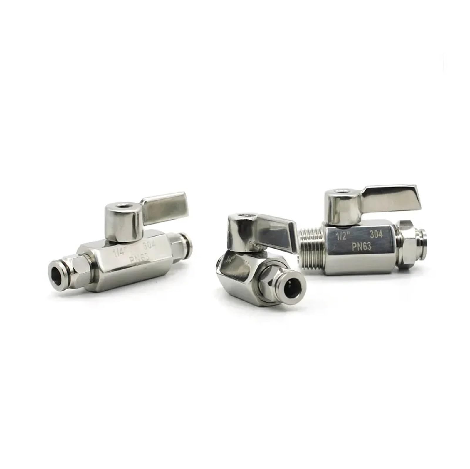 Mini zawór kulowy ze stali nierdzewnej 304 1/4 3/8 1/2 cala BSPT Push Fit 6-20 mm instrukcja, 1 szt.(1/4inch Female 16mm)