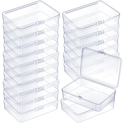 Image of Jetec 18 Pieces Mini Plastic Clear Beads Storage Containers Box for Collecting Small Items, Beads, Jewelry, Business Cards, Game Pieces, Crafts (4.5 x 3.3 x 1.2 Inch)