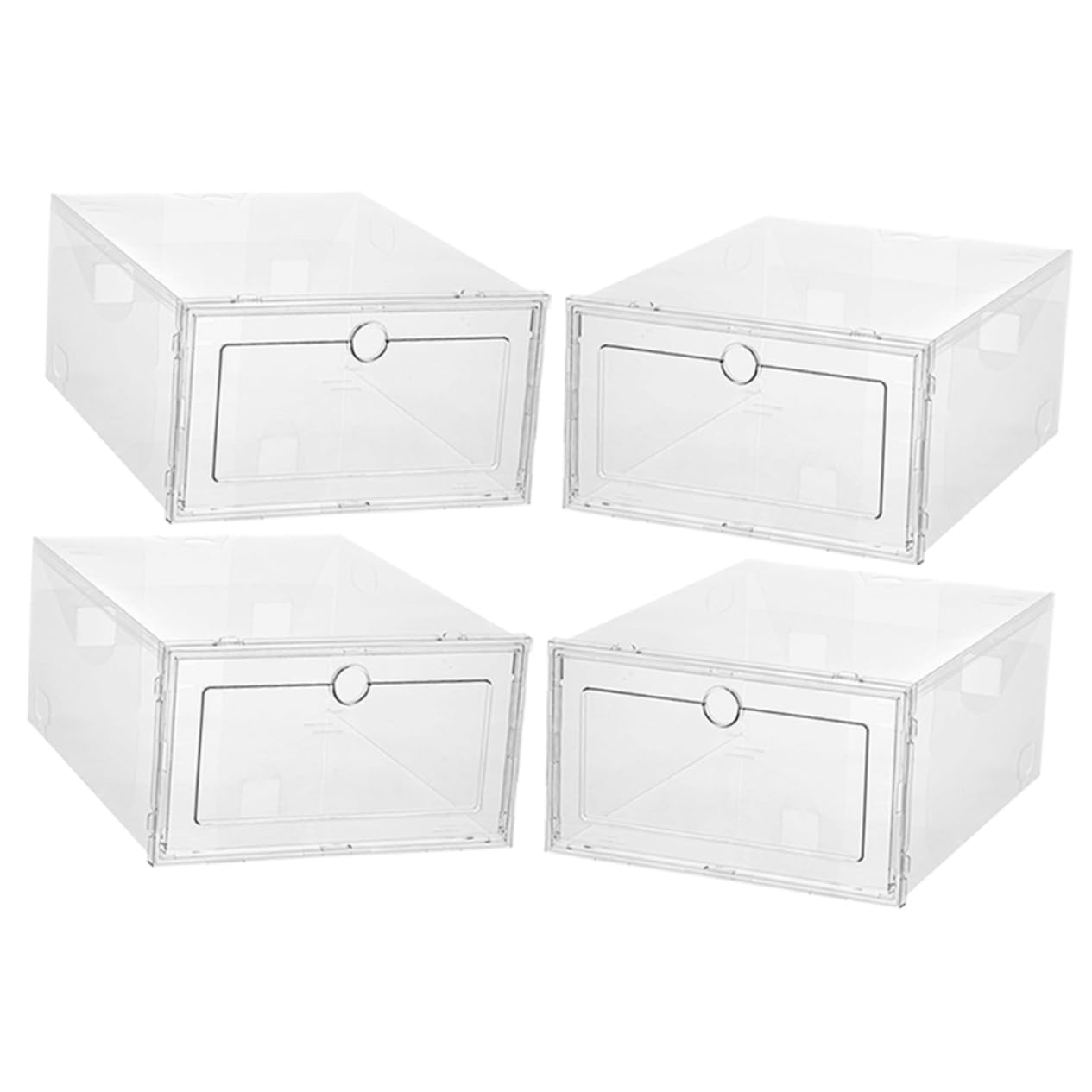 Caja Plegable para Zapatos Transparente Apilable 4 Piezas Pp | 33 X 24x14cm, para Hogar y Dormitorio, Organización de Calzado y Fácil Localización