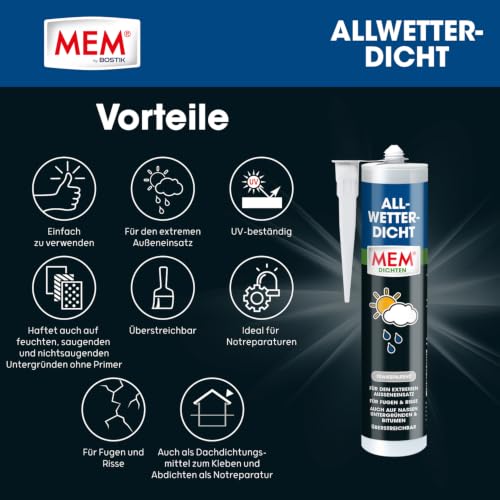 MEM Allwetter-Dicht Transparent – 300 ml – Für Leckabdichtung & Fugen – Ansicht 4