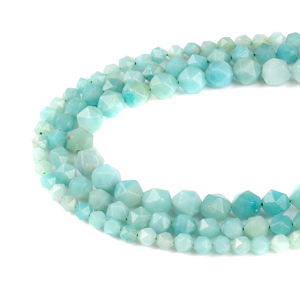 Ruilong AA+ Grade Faceted Natural Stone DIY Precious Gemstone Loose Strand Beads for Jewelry Making (Blue Amazon, 6MM)