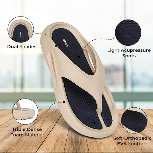 Image of YOHO Sponge Flip Flops for Men | Orthopedic Slippers & Mild Acupressure | Waterproof Monsoon Footwear | Dual Tone EVA Footbed