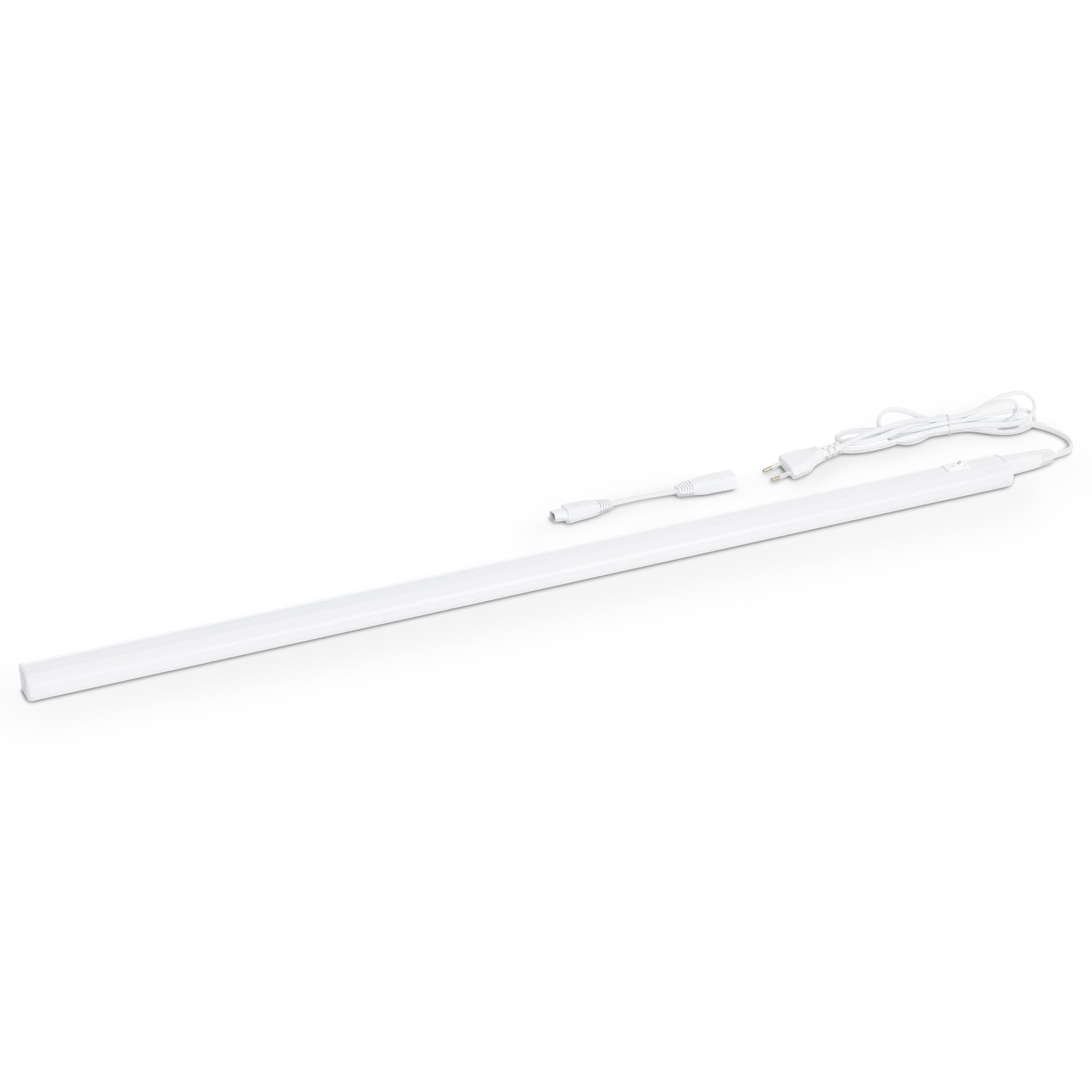 SEBSON Réglette LED sous Meuble Cuisine 60cm avec Prise et Interrupteur, Blanc Neutre 4000K 9W 1400lm, Barre LED 230V, Lampe de Cuisine 570x30x22mm