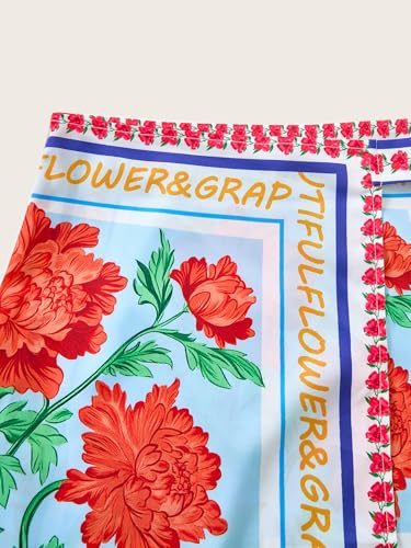 Women's Boho Floral Print Wrap Mini Skirt Bow Tie High Waisted Vacation Skirts3