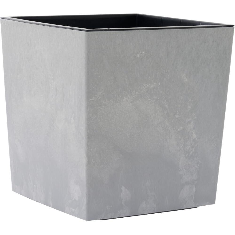 Nizza Stone Pot de Fleurs en Plastique avec Insert Gris Aspect béton 25 x 26 cm