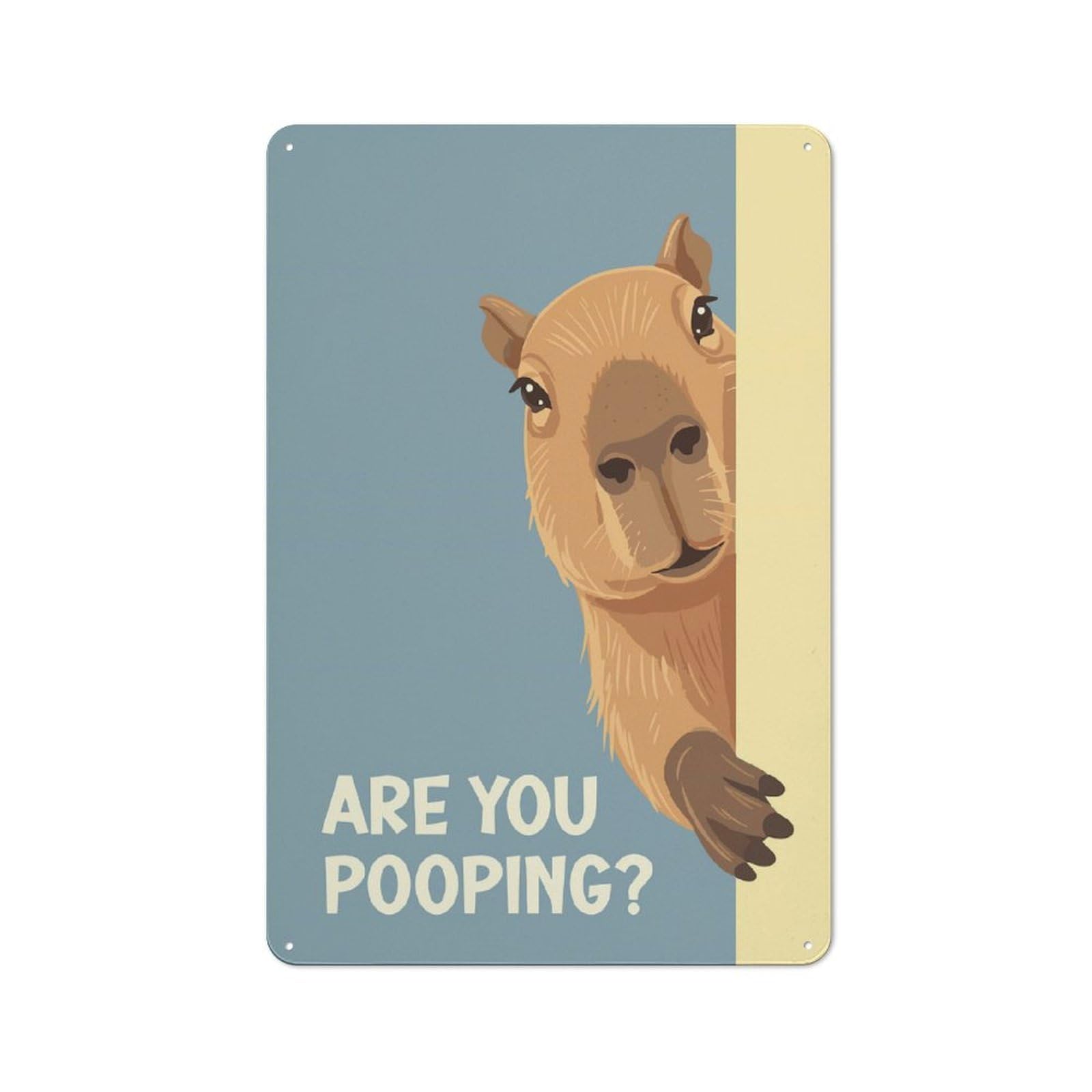 Junmoney Capybara Peeking Are You Pooping Retro Metal Wall Sign 30X20cm For Garage Or Workshop, For Kitchen, Dining Room And Home Bar Wall Decor