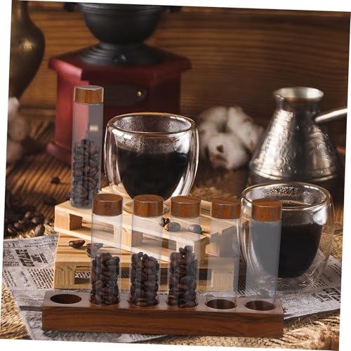 Tubos de almacenamiento para café con soporte de madera miniatura 4