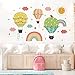 onetoze Pegatinas de Pared Globo Aerostático Decorativos Infantiles Nubes Rosa Sol Arcoíris Pared Adhesivos Pared Habitación Infantiles Niñas Dormitorio Salón, 88x146cm