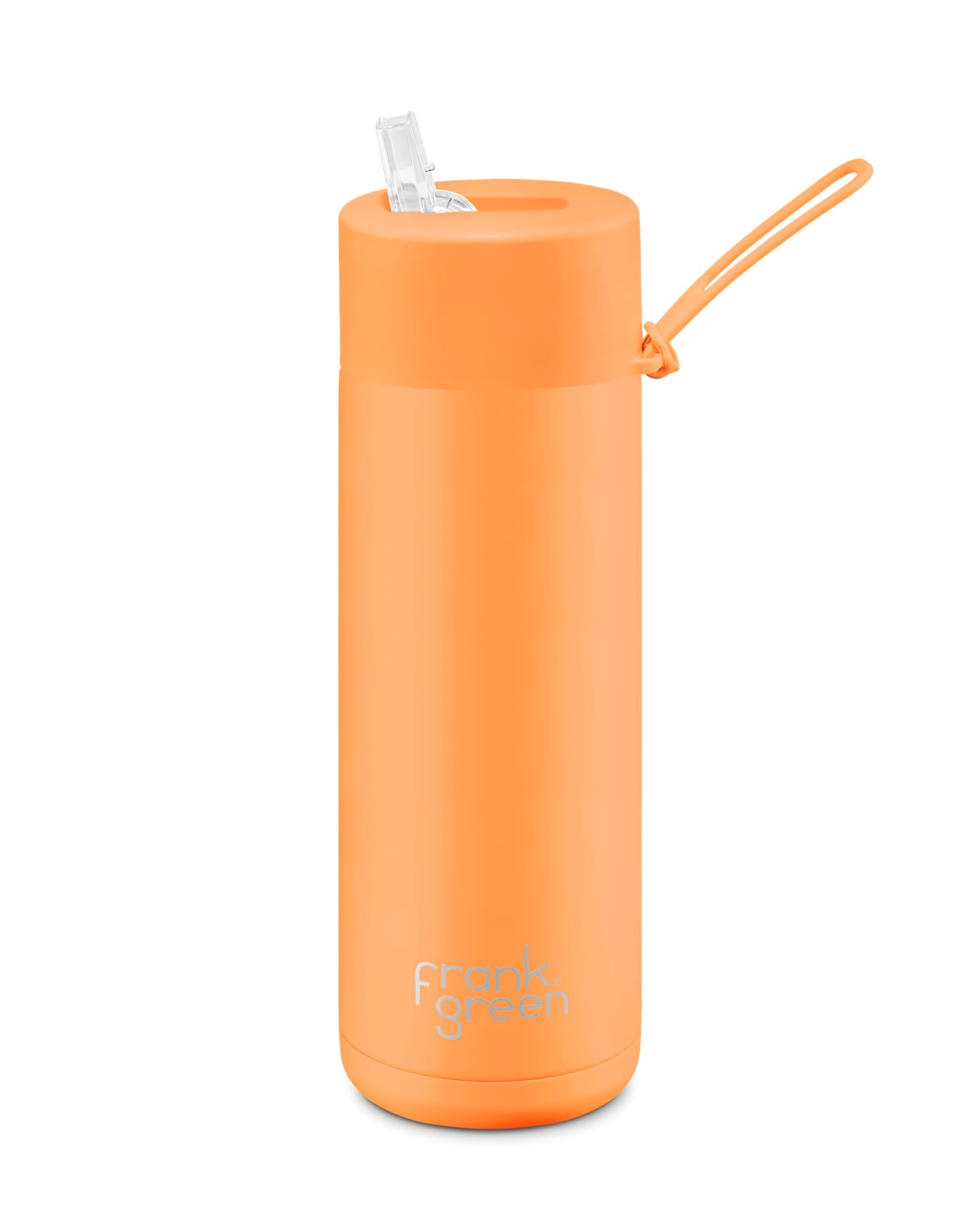 Frank Green - Ceramic Reusable Bottle - Stainless Steel Water Bottle With Straw, Insulated Water Bottle, Metal Water Bottle - Flip Straw Lid - 20oz - Neon Orange