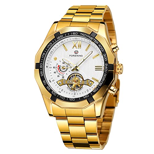 Montre mecanique homme acier inoxydable avec tachymetre montre automatique chiffres romains