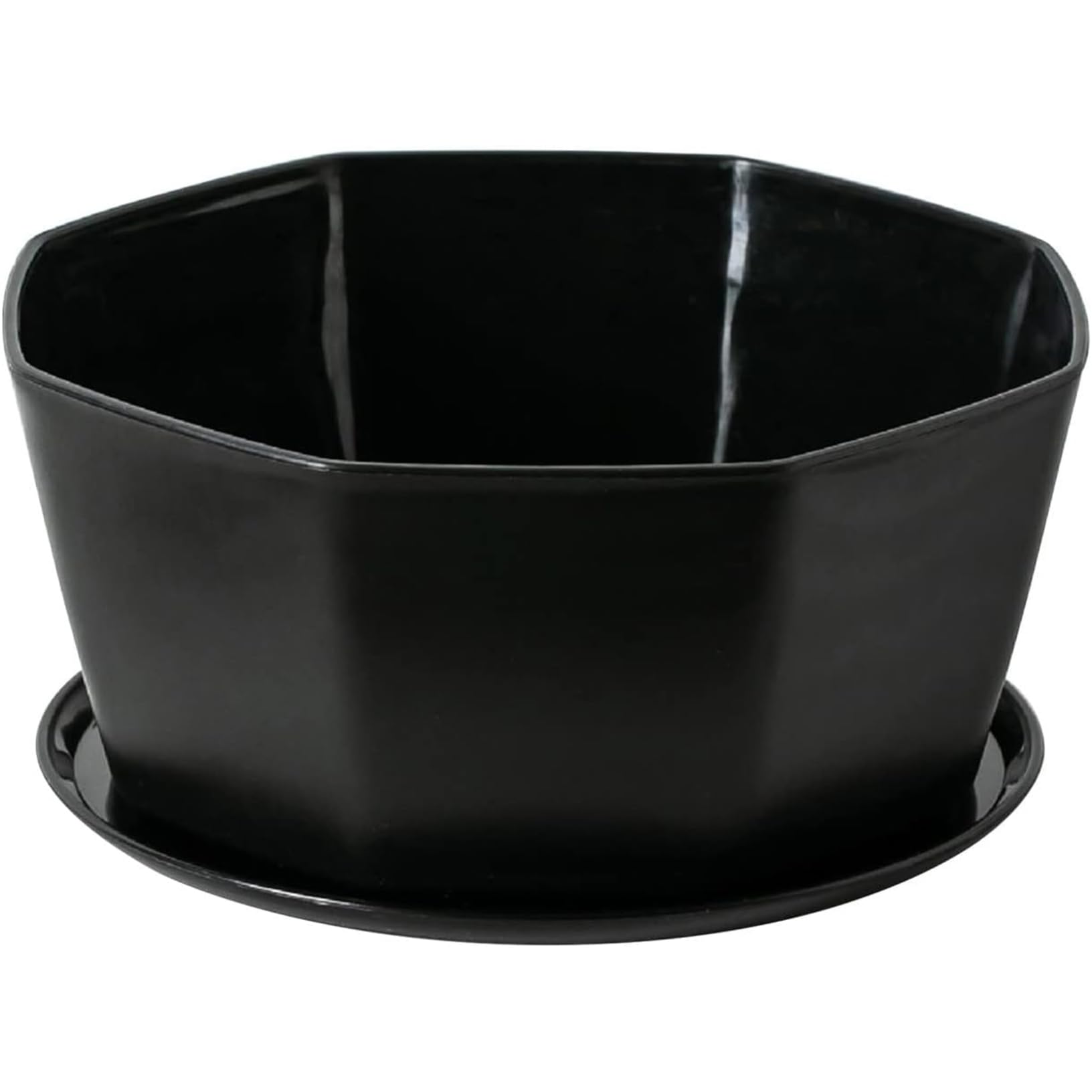 Tsawntd 8" Succulent Pots, Plastic Succulent Planter Pots with Drainage Hole, Shallow Plant Pot, Flower Pot for Indoor Plants Round Shallow Bonsai with Bamboo Tray, Black 8 inch plant planter