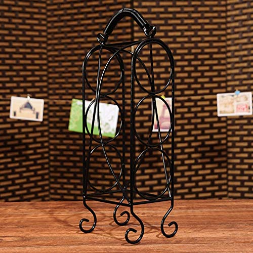 Soporte para vino metal 3 botellas negro 15x14x41.5cm miniatura 6