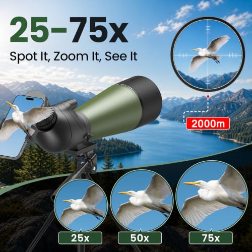 Image of Gosky Flagship 25-75x80 Spotting Scope with Remote Shutter for Birding