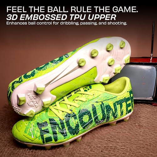 Image of Nivia Encounter Retro Football Studs for Men, 3D Embossed TPU Upper, High Shear TPU Sole, Excellent Grip & Stability, Ideal for Soft & Hard Grassy Ground Surfaces