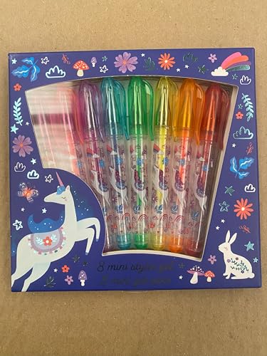Janod, 8 Mini Glitter Gel Pens, Glitter Effects, Unicorn Theme, Pen for Drawing Colouring, Gift Idea for Teens, Stationery - Image 2