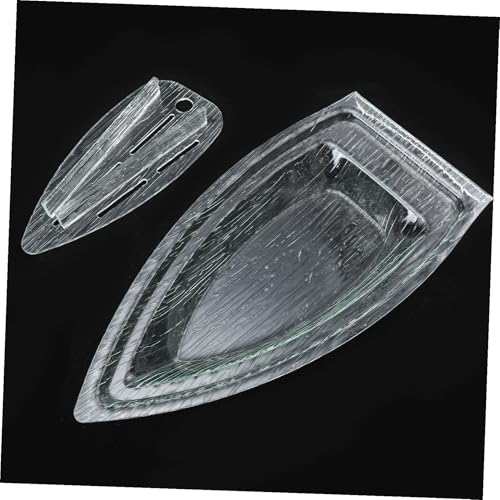 Plato para sushi con divisores forma barco 39x19x5cm acrílico miniatura 1