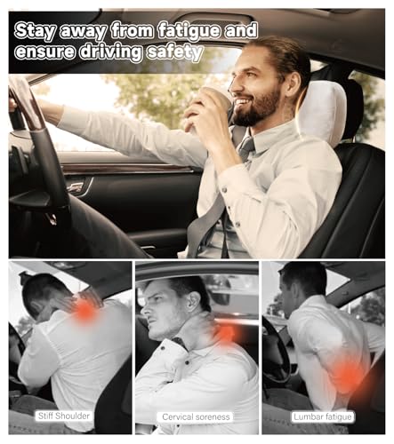 Image of 2Pcs Car Neck Pillow, Super Soft Du-Pont Bio cotton Neck Pillow for Driving, Suede Fabric Car Headrest Pillow, Make Your Driving More Comfortable, Suitable for Driving, Traveling (Volcanic gray)