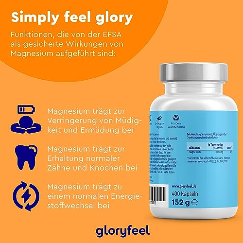 Magnesium Kapseln 400 Stück – Hochdosiertes Magnesiumoxid 760mg
