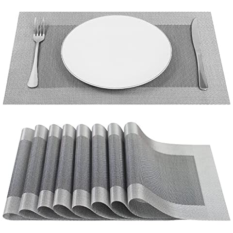 SueH Design Juego de 8 Salvamanteles Individuales en PVC Gris Cover