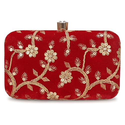 Image of LONGING TO BUY Hand Crafted Designer Box Clutch - Zari Embroidery For Women