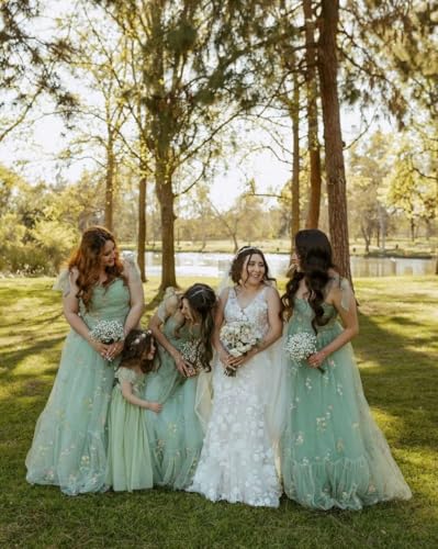 Wchecalino Women's Flower Embroidery Tulle Prom Dresses 2025 Long Spaghetti Straps Evening Party Gowns3