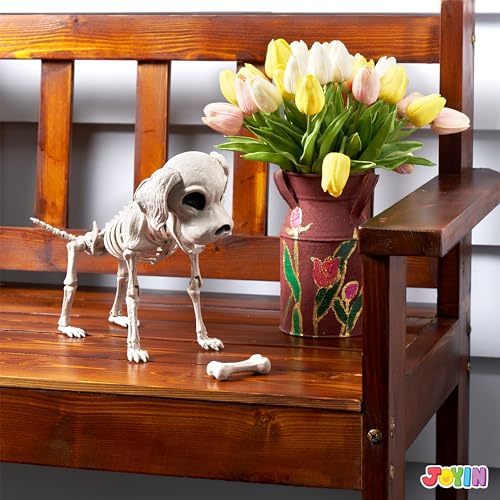 Image of JOYIN Posable Halloween Dog Skeleton Full Body Posable Joints Realistic Skeleton Puppy with Movable Joints for Halloween Decoration, Graveyard Party Decor (9.8 inch X 4.7 inch X 12.6 inch)