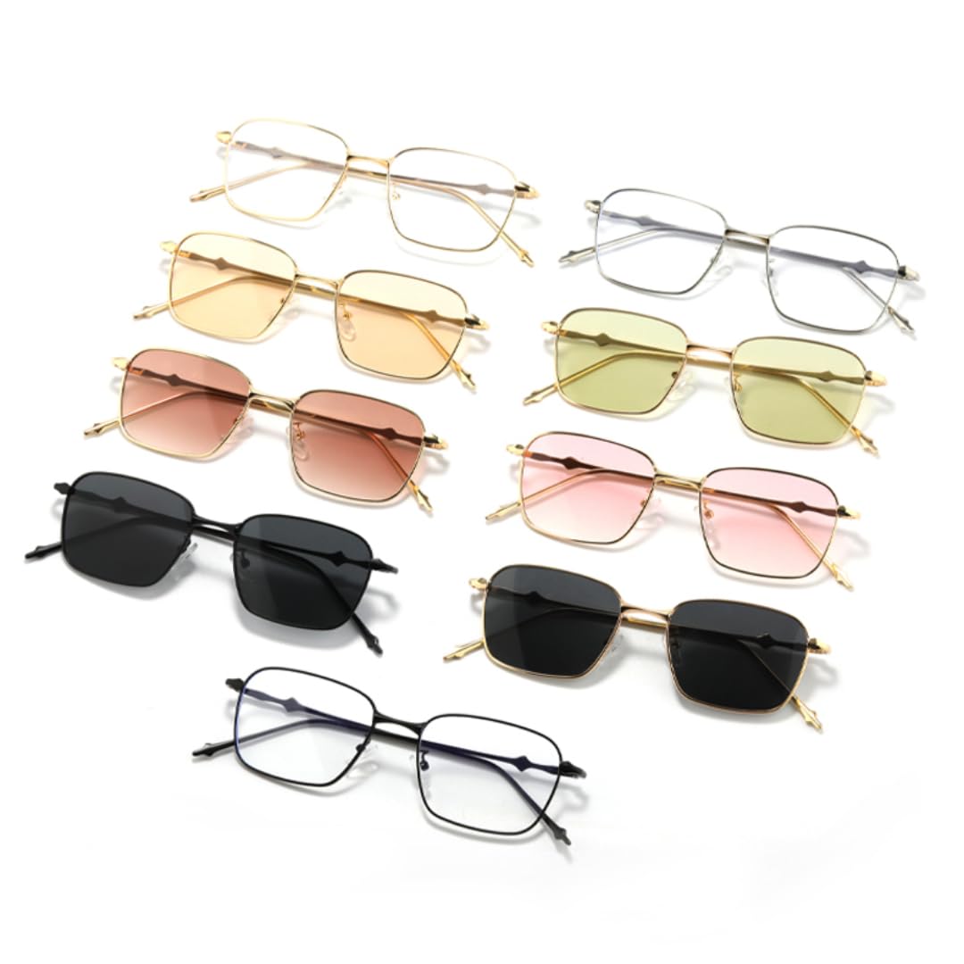Occhiali da sole rettangolari retrò da donna, tonalità classiche alla moda, colori caramella, occhiali UV400