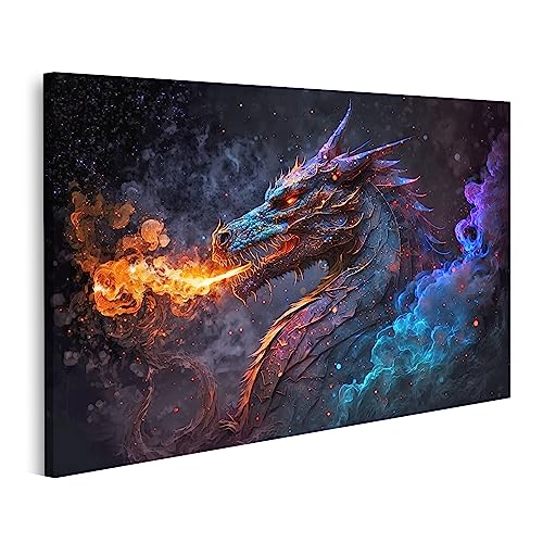 islandburner Tableau sur toile Fantasy Dragon Ai génère un immense ciel nocturne Cadre Affiche Poster Murale Tableaux